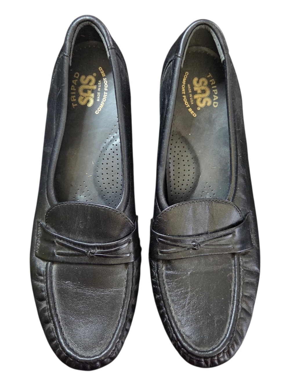 SAS Tripad Black Leather Comfort Loafers for Women Size 10